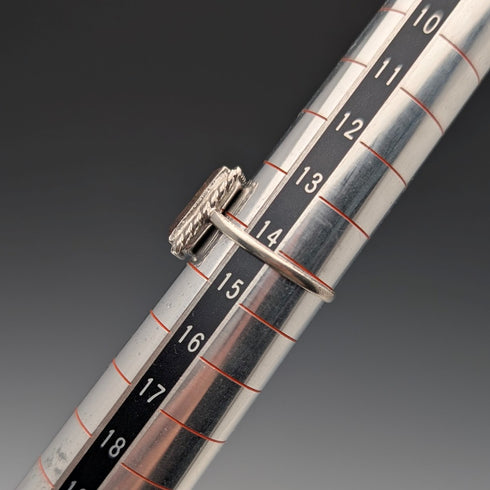 復古純銀印章戒指,棕色瑪瑙底座(14 號)